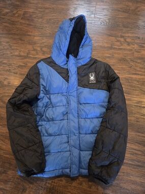Spyder Color Block Puffer Jacket Blue Size Medium (10/12)